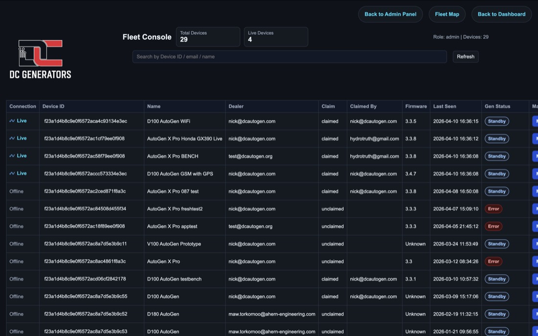 AutoGen dealer fleet console