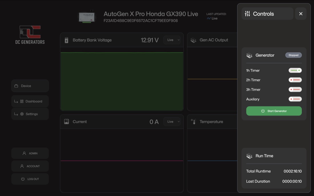 AutoGen X Pro controls drawer