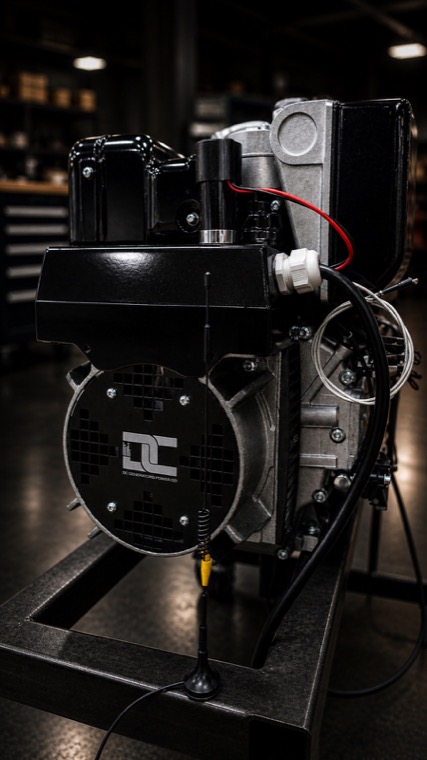 D100 AutoGen rear alternator-side vertical view