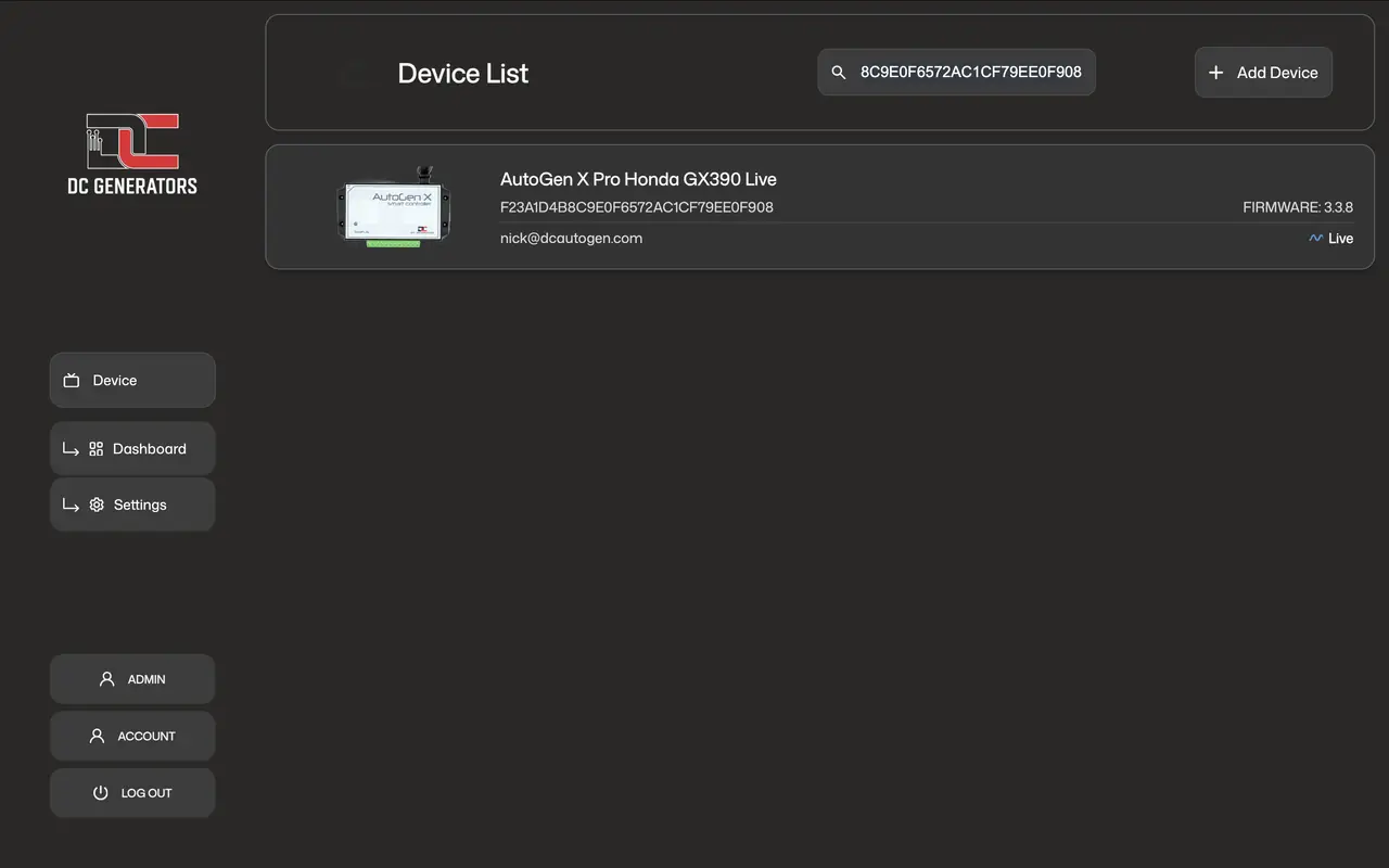 AutoGen app device list